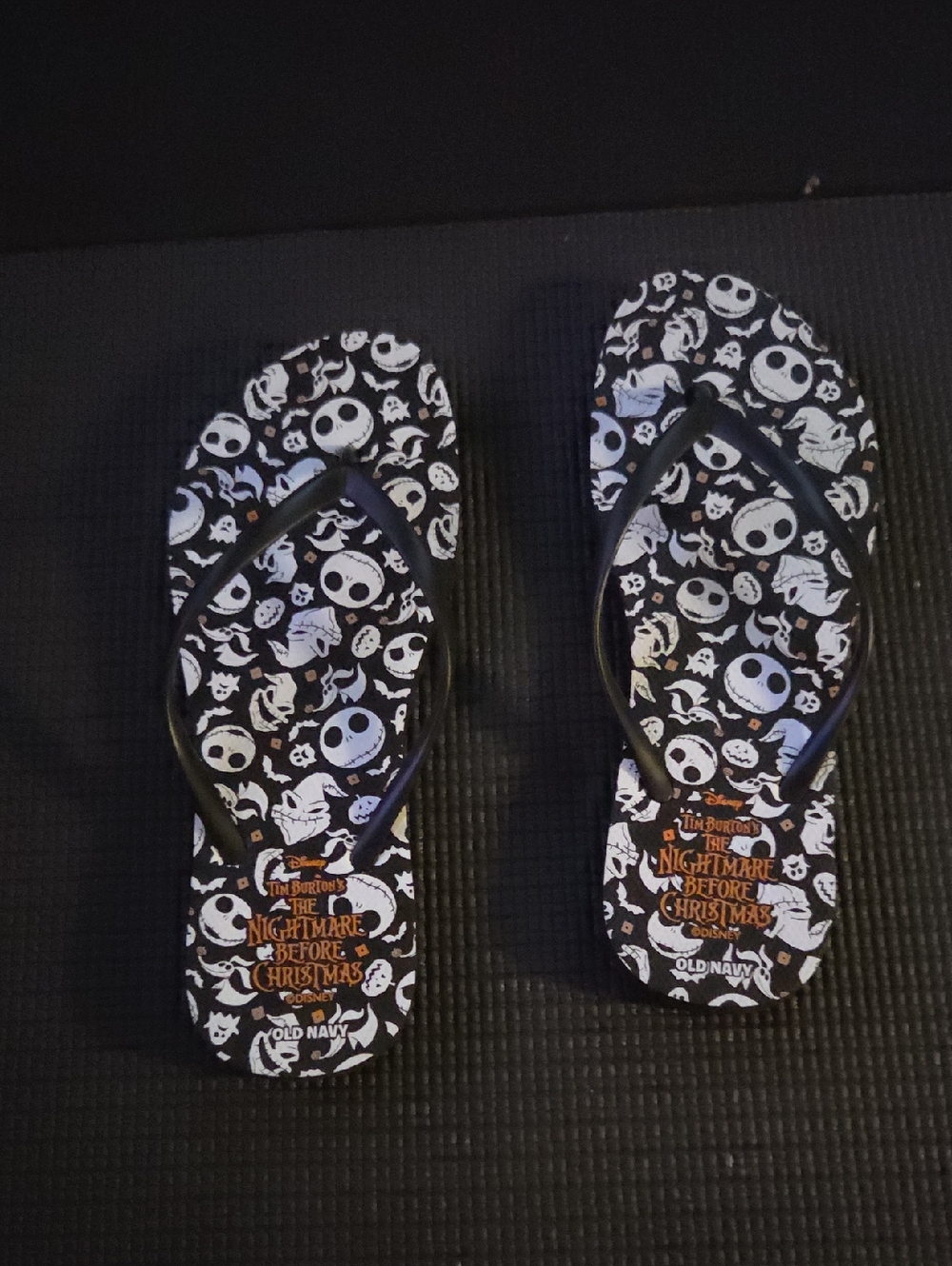 Old Navy Black & White Nightmare Before Christmas Flip Flops